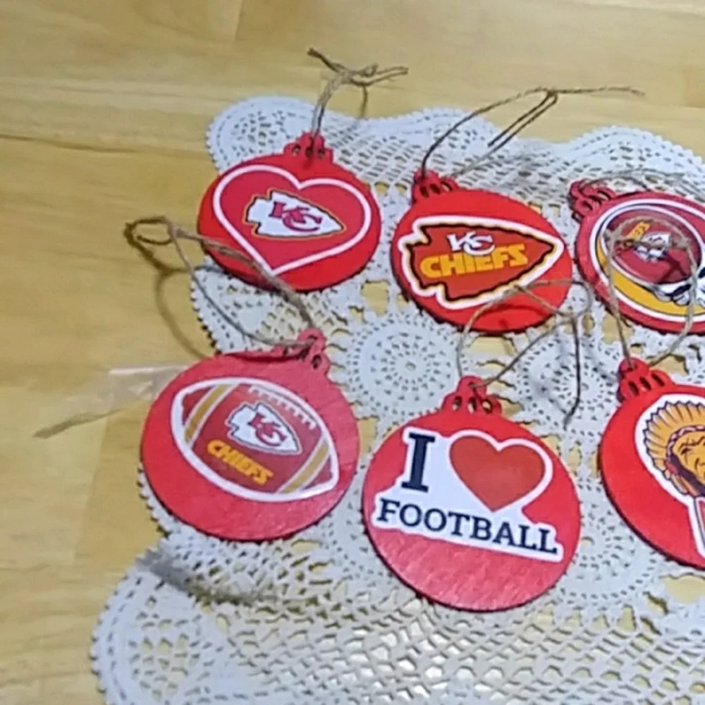 Football 🏈 Theme Hand-Painted, Stickered Christmas Ornaments